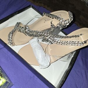 Cape Robbin Tan Heels with Silver Chain Detail